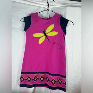 Girls size 6X hartstrings, pink green dress with dragonflies Embroidered